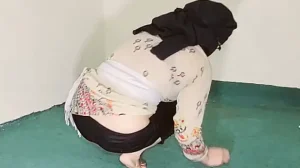 Big Ass Amateur Indian Muslim Maid Showing Big ass through Black Transparent Pajama while cleaning room in clear hindi audio